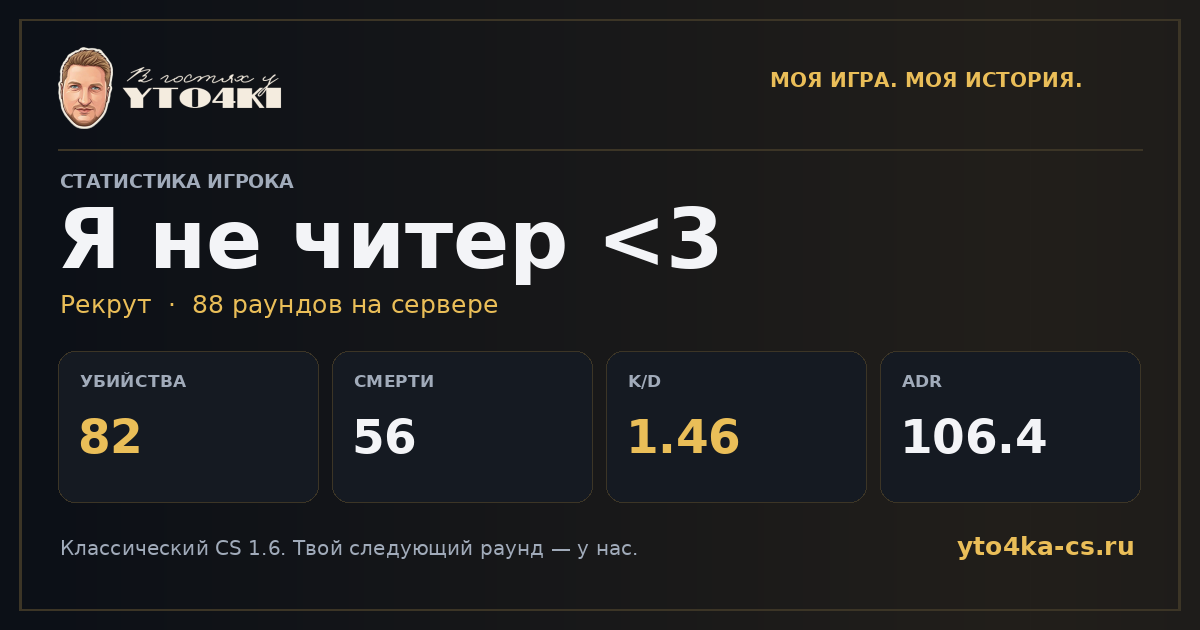 Карточка статистики Я не читер <3
